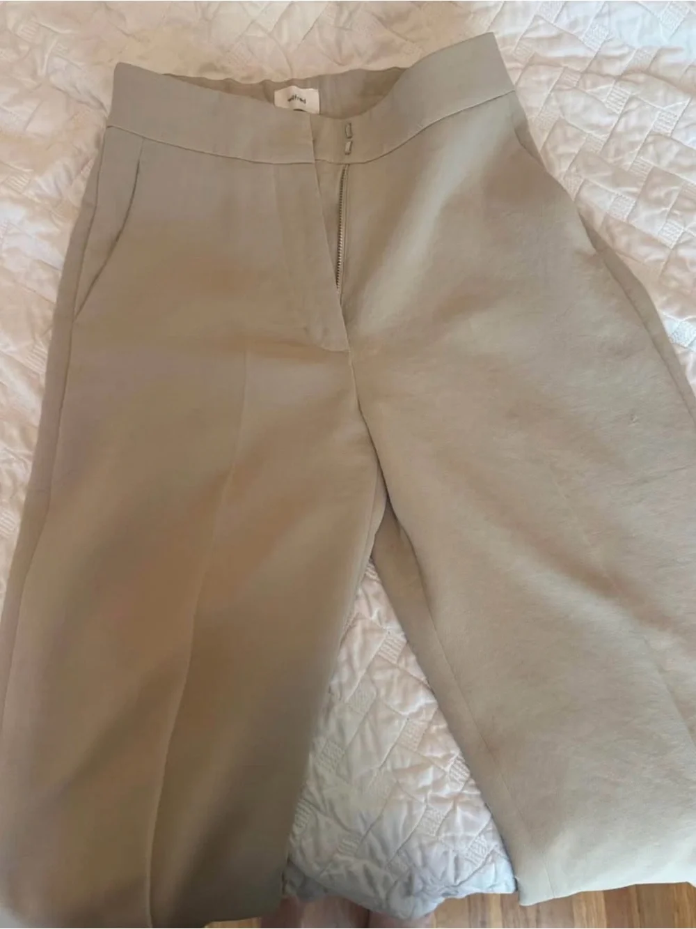 Aritzia Wide-Leg Trousers in Taupe